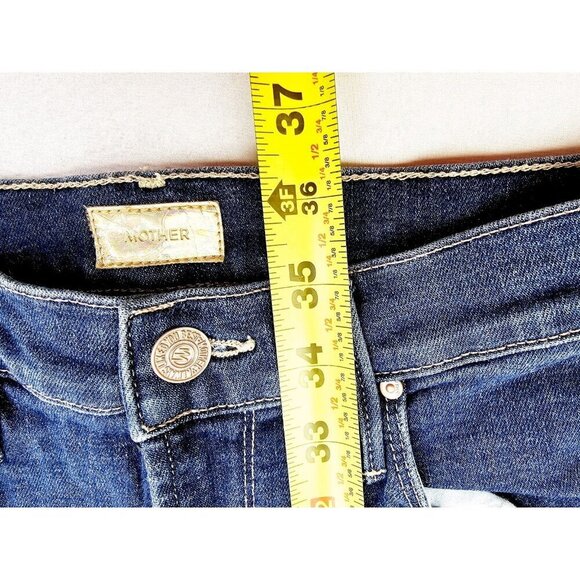 Mother Size 26X27 Women's The Cha Cha Fray Girl Crush Blue Denim Flare Jeans USA - Picture 13 of 14